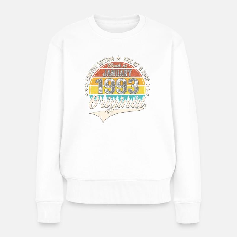 Jahrgang 1993 Januar 30. Geburtstag Geschenk Mann - Frauen Premium Bio Pullover - Weiß