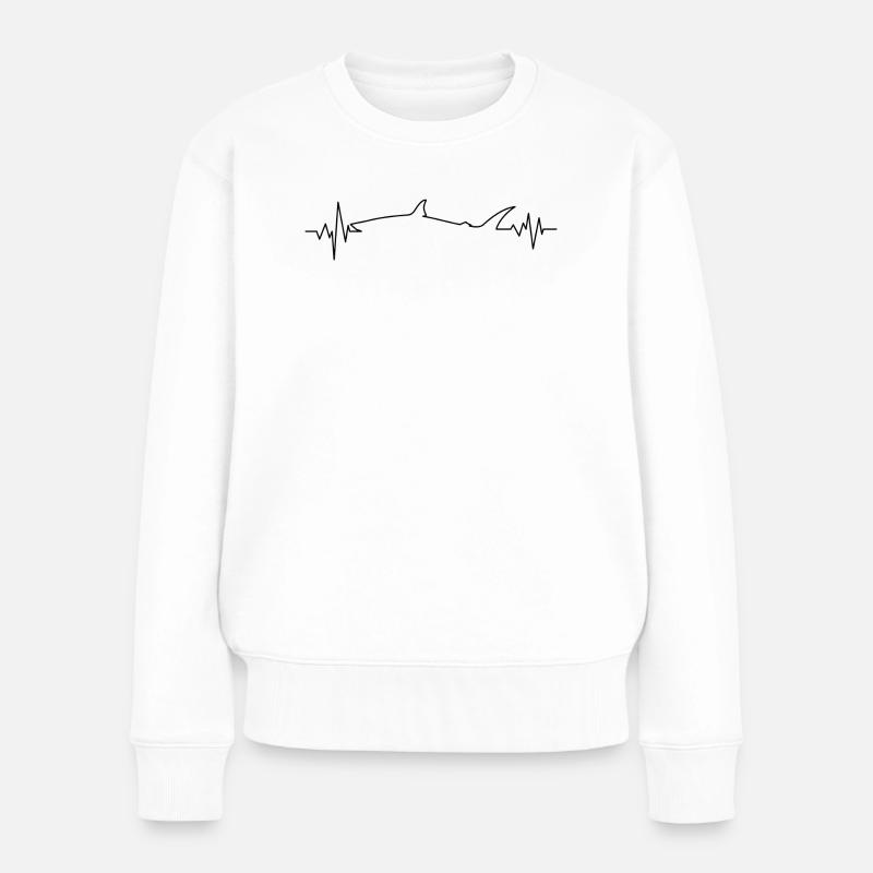 Herzschlag-Hai - Frauen Premium Bio Pullover - Weiß