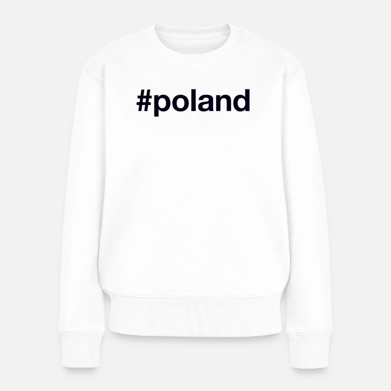 POLAND Hashtag Polen - Frauen Premium Bio Pullover - Weiß