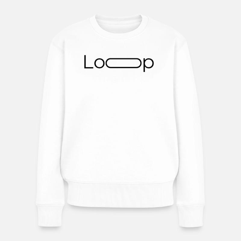 Minimalistisches abstraktes Strichzeichnungsdesign - Frauen Premium Bio Pullover - Weiß