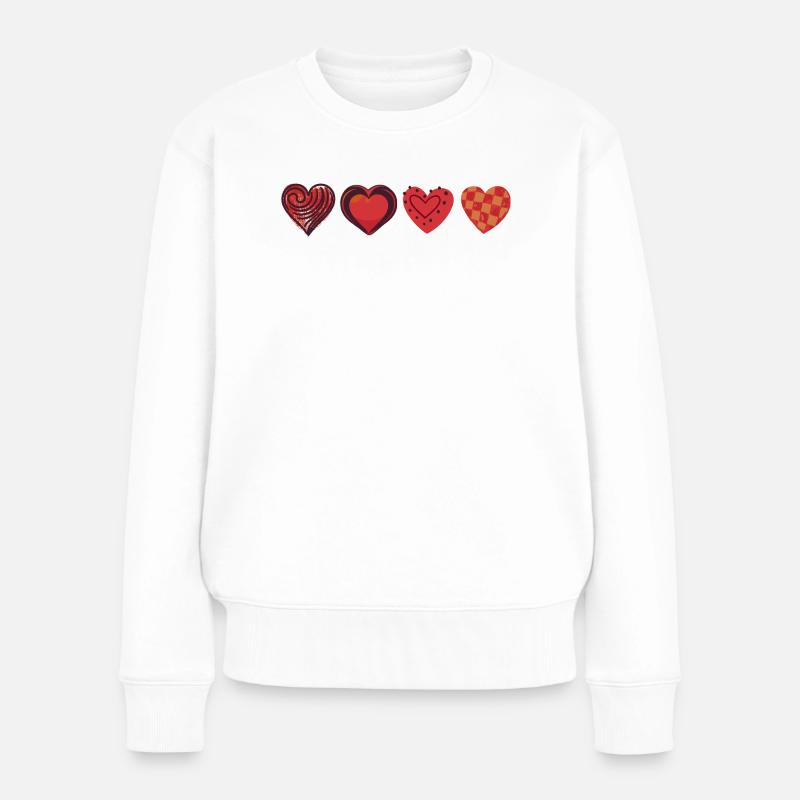 Cute Love - Valentinstag; Herz Kollektion Rot - Frauen Premium Bio Pullover - Weiß