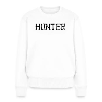 hunter - Frauen Premium Bio Pullover - Weiß - Vorne - Julia (174cm)