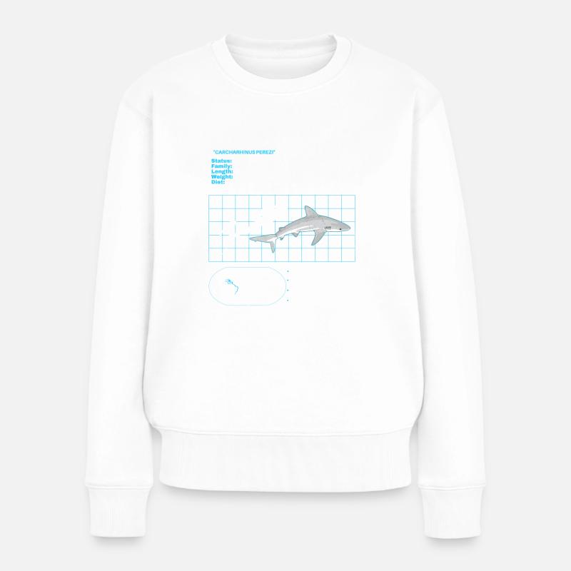Karibischer Riffhai Datenblatt - Frauen Premium Bio Pullover - Weiß