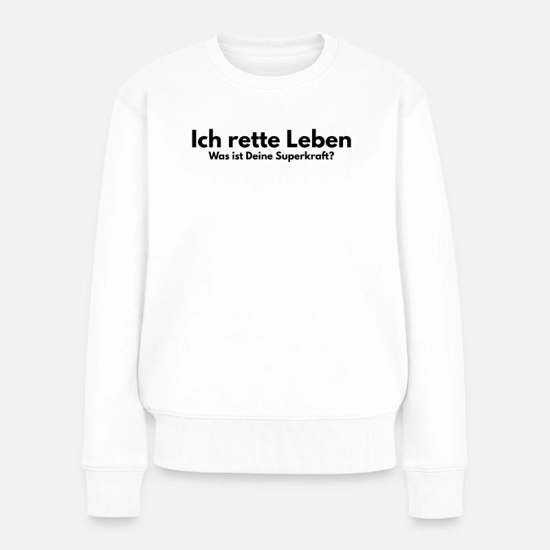 Lebensretter - Frauen Premium Bio Pullover - Weiß