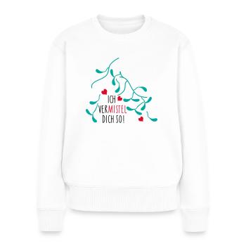 Mistelzweig Liebe für Paare - Frauen Premium Bio Pullover - Weiß - Vorne - Julia (174cm)