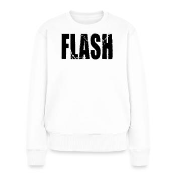 FLASH CLAIM with flash - Women's Premium Organic Jumper - white - Front - Julia (174cm)