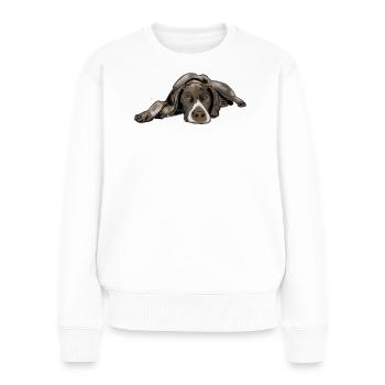 Pointeur German Shorthair - Pull Premium bio Femme - blanc - Devant - Julia (174cm)