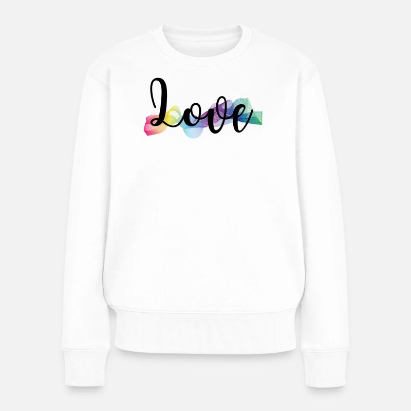 Love bunt - Frauen Premium Bio Pullover - Weiß