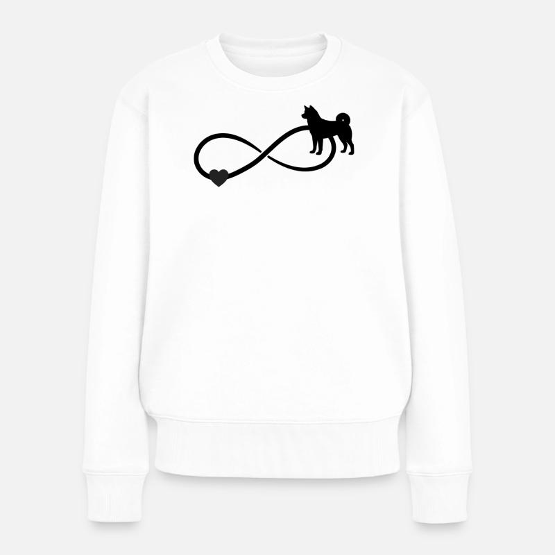 Akita Unendlichkeitszeichen Herz - Frauen Premium Bio Pullover - Weiß
