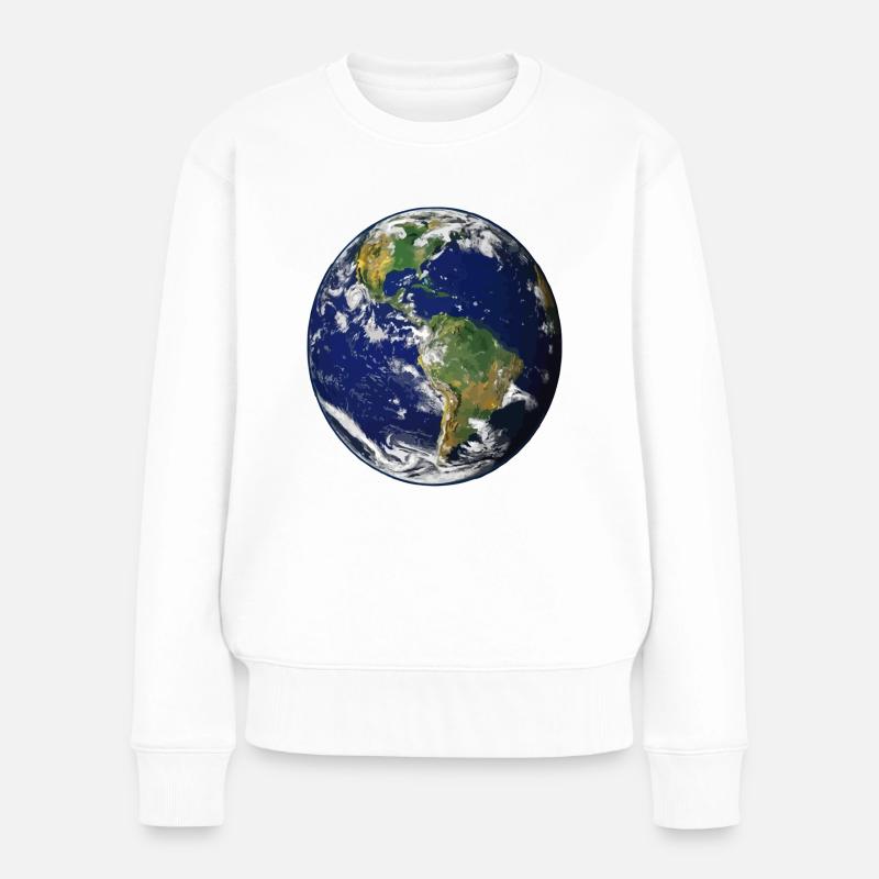 Planet Erde - Frauen Premium Bio Pullover - Weiß