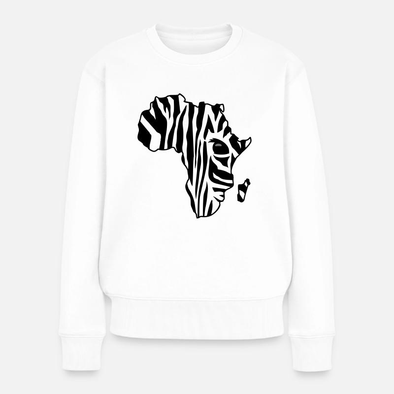 Zebra Afrika / Africa zebra (2c) - Frauen Premium Bio Pullover - Weiß