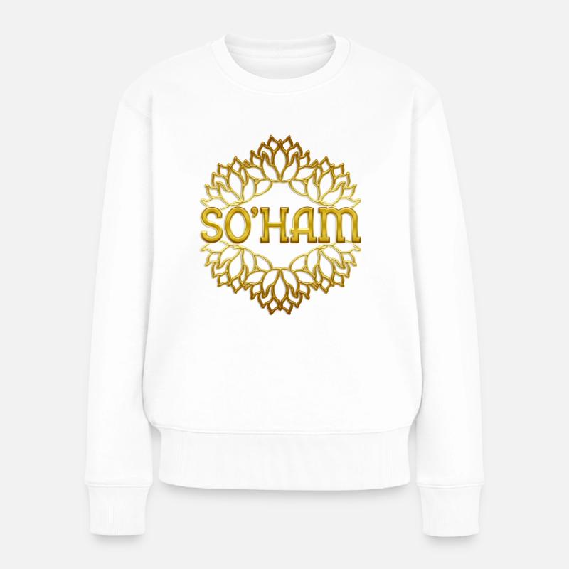 so'ham - Lotusblüte - Frauen Premium Bio Pullover - Weiß
