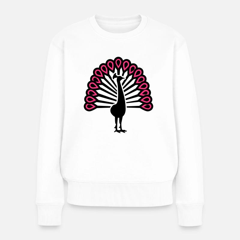 Pfau - Frauen Premium Bio Pullover - Weiß