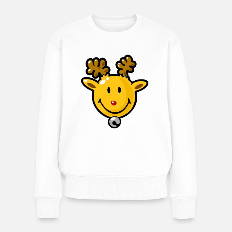 Smiley Deer - Frauen Premium Bio Pullover - Weiß