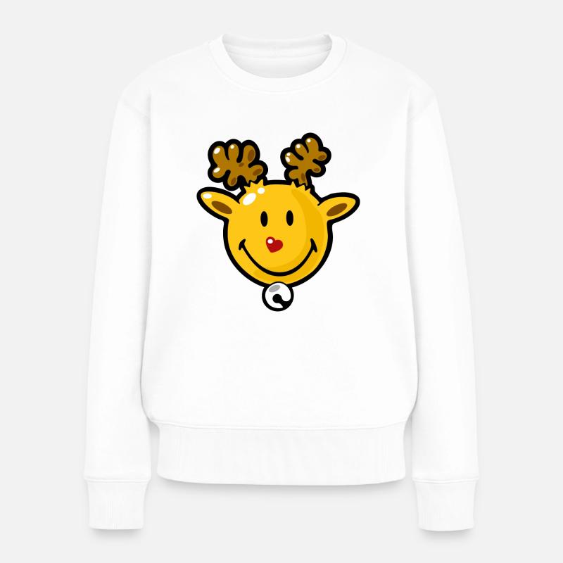 Smiley Christmas Rudolph - Frauen Premium Bio Pullover - Weiß