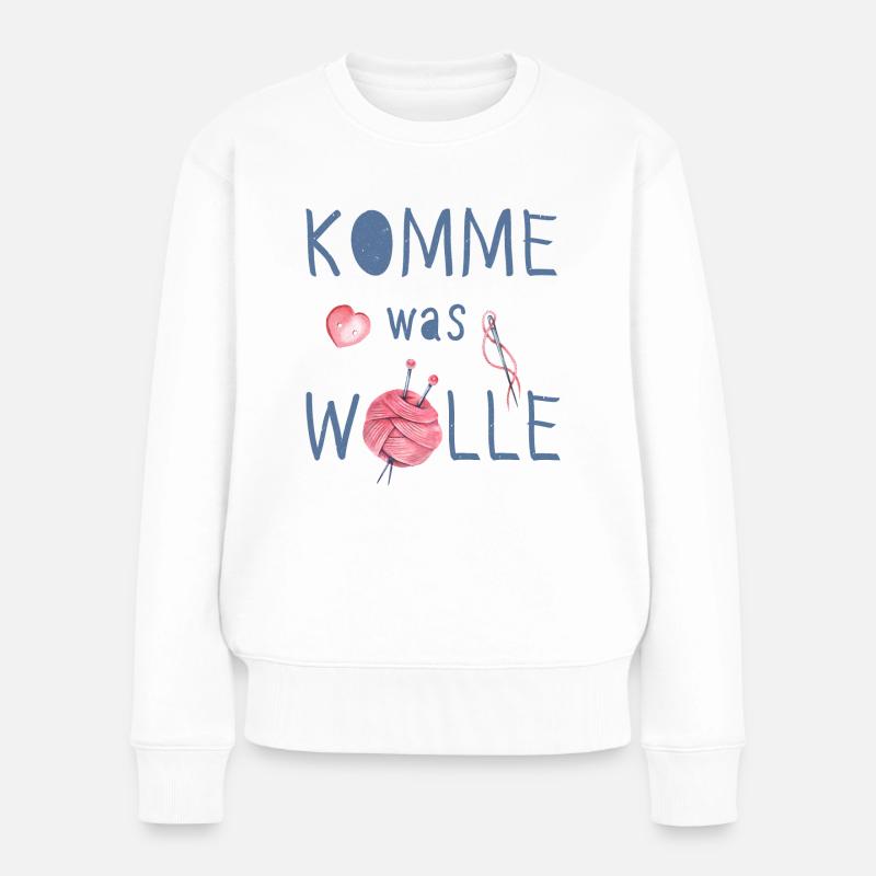 Komme was Wolle - Frauen Premium Bio Pullover - Weiß