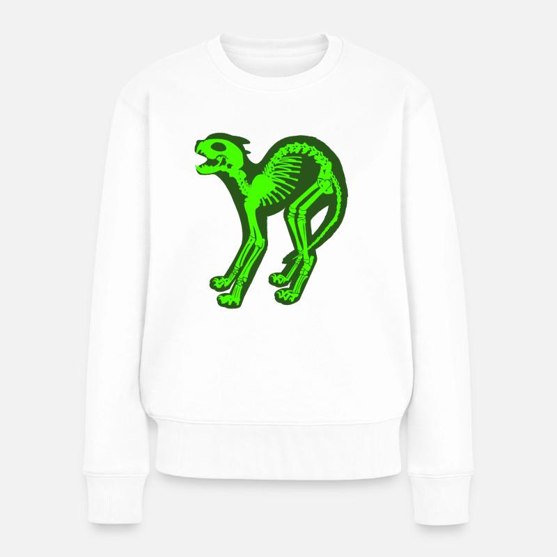 Skelett Katze - Frauen Premium Bio Pullover - Weiß