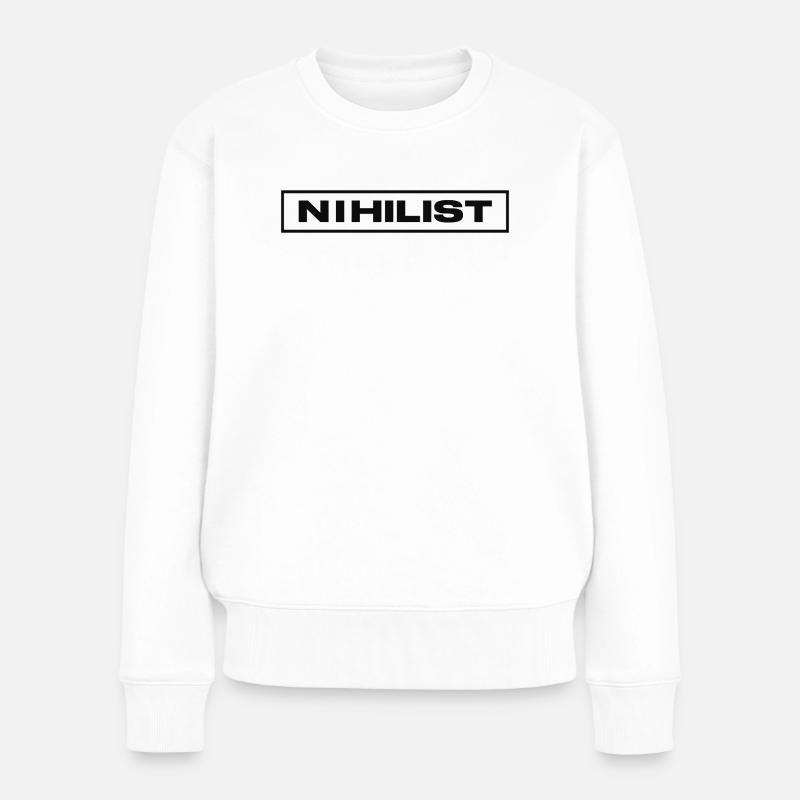 NIHILIST_DARK - Frauen Premium Bio Pullover - Weiß