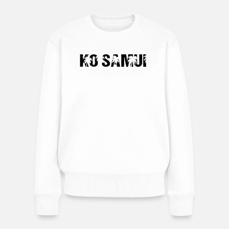Ko Samui Thailand Palmen - Frauen Premium Bio Pullover - Weiß