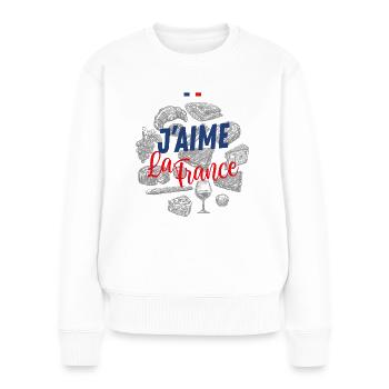 J'aime la France - Pull Premium bio Femme - blanc - Devant - Julia (174cm)