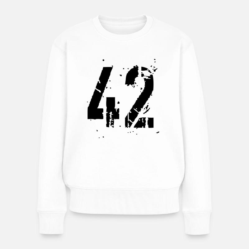 42 Nummer 42 - Frauen Premium Bio Pullover - Weiß