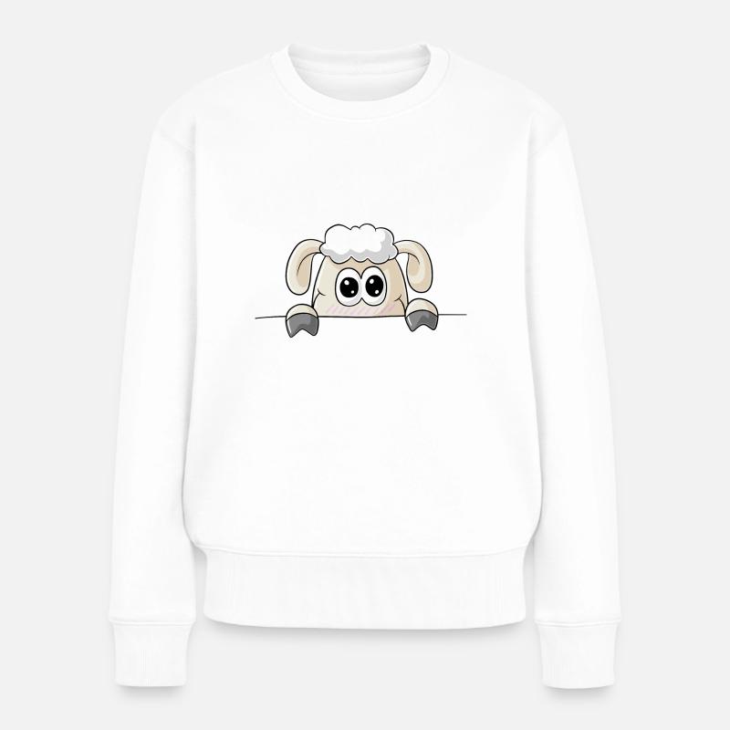 dessin animé moutons - Pull Premium bio Femme - blanc
