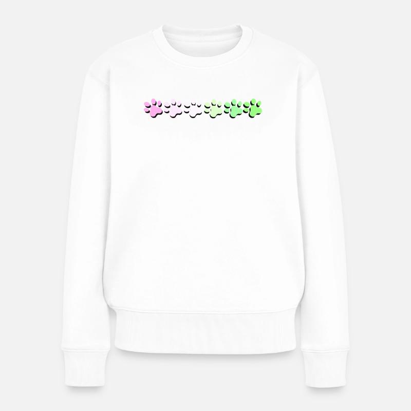 Motif d’empreinte de patte coloré - Pull Premium bio Femme - blanc