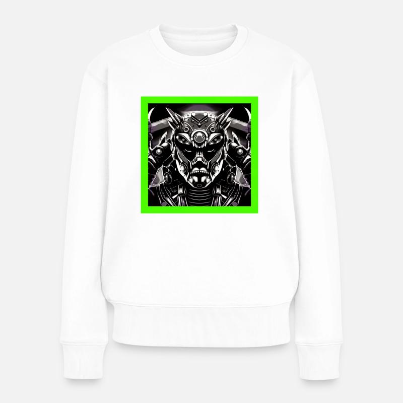 Digitales Monster - Frauen Premium Bio Pullover - Weiß