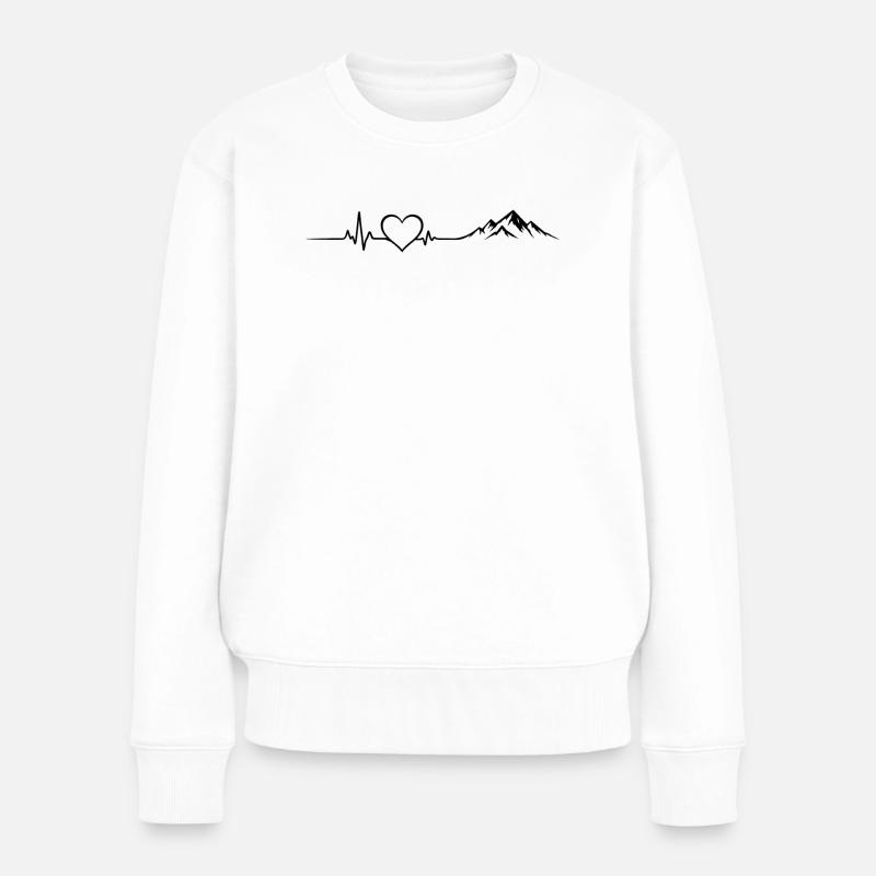 Berge wandern Herz  Gebirge  - Frauen Premium Bio Pullover - Weiß