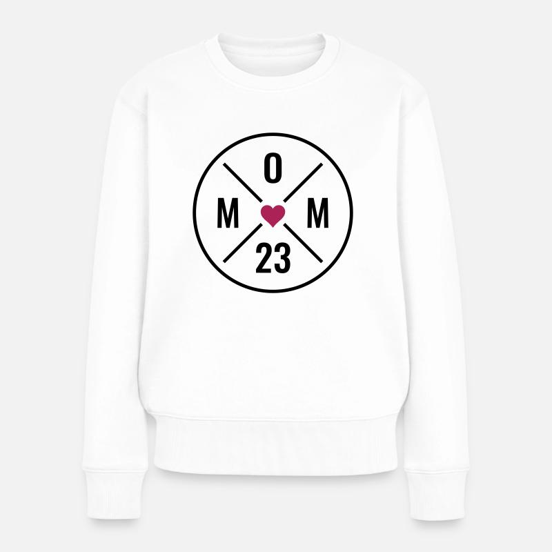 MOM 23 Herz Baby Mutter Liebe Muttertag Mama 2023 - Frauen Premium Bio Pullover - Weiß