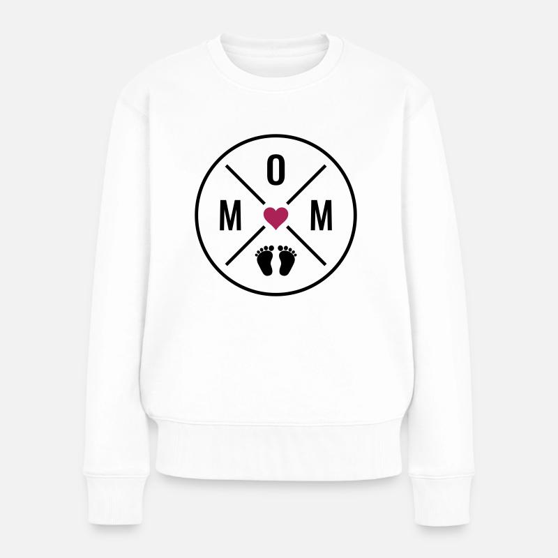 Mom Herz Baby Babyfüße Mutter Liebe Muttertag Mama - Frauen Premium Bio Pullover - Weiß