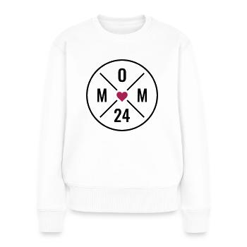 MOM 24 COEUR BÉBÉ MAMAN AMOUR FÊTE DES MÈRES MAMAN 2024 - Pull Premium bio Femme - blanc - Devant - Julia (174cm)