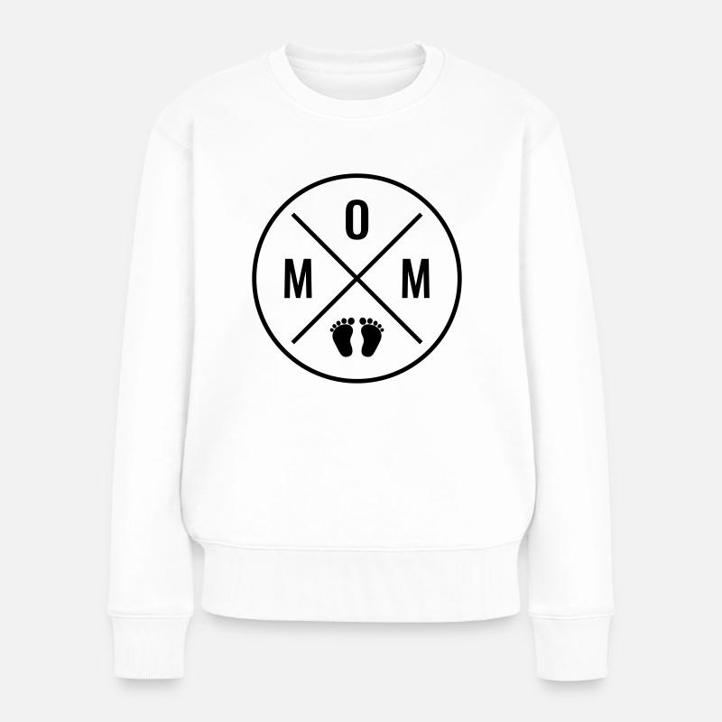 MOM Baby Babyfüße Mutter Liebe Muttertag Mama - Frauen Premium Bio Pullover - Weiß