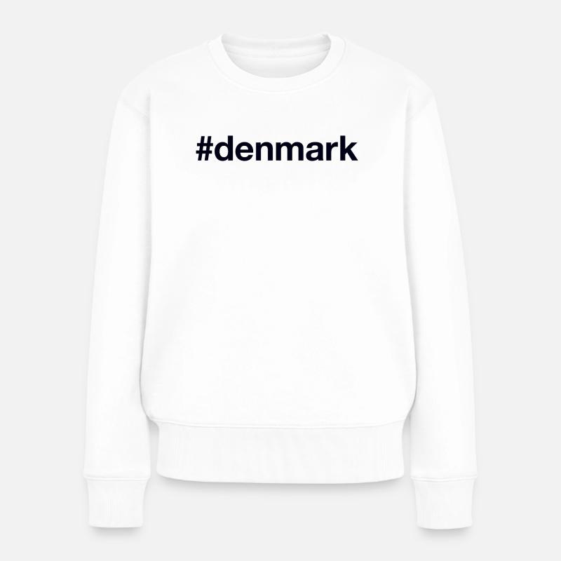 DENMARK Hashtag Dänemark - Frauen Premium Bio Pullover - Weiß