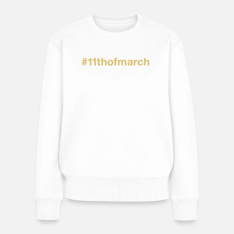 né le 11 mars Anniversaire anniversaire - Pull Premium bio Femme - blanc