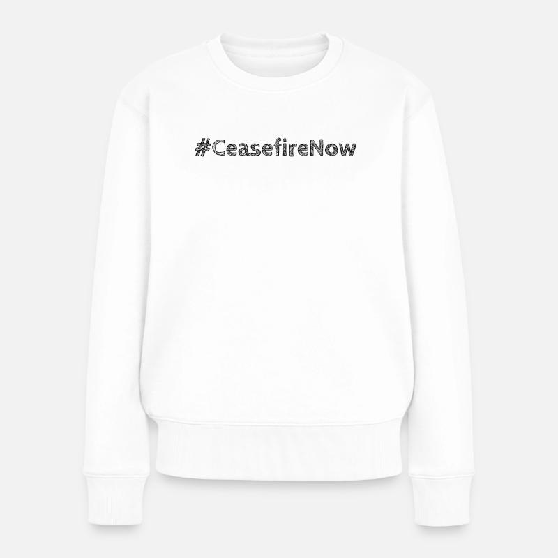 ceasefirenow - Frauen Premium Bio Pullover - Weiß