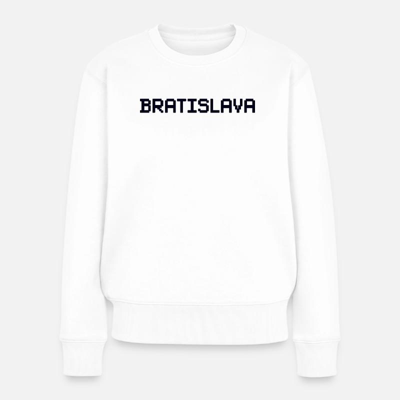 BRATISLAVA Slovakia Slowakei - Frauen Premium Bio Pullover - Weiß