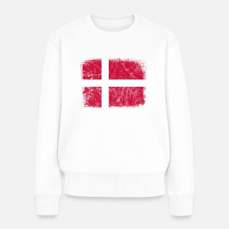 Dänemark Dänische Flagge Dannebrog Skandinavien - Frauen Premium Bio Pullover - Weiß