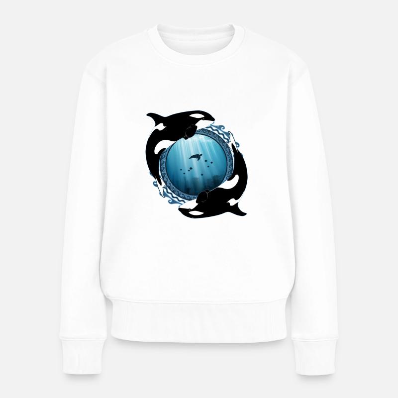 Orca Killerwale - Frauen Premium Bio Pullover - Weiß