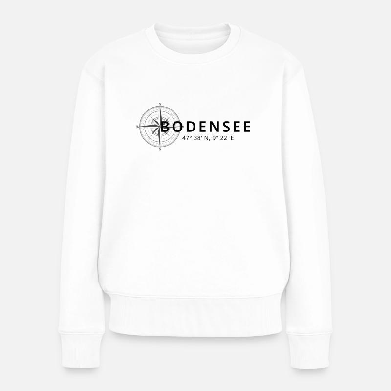 Bodensee Kompass Design - Frauen Premium Bio Pullover - Weiß