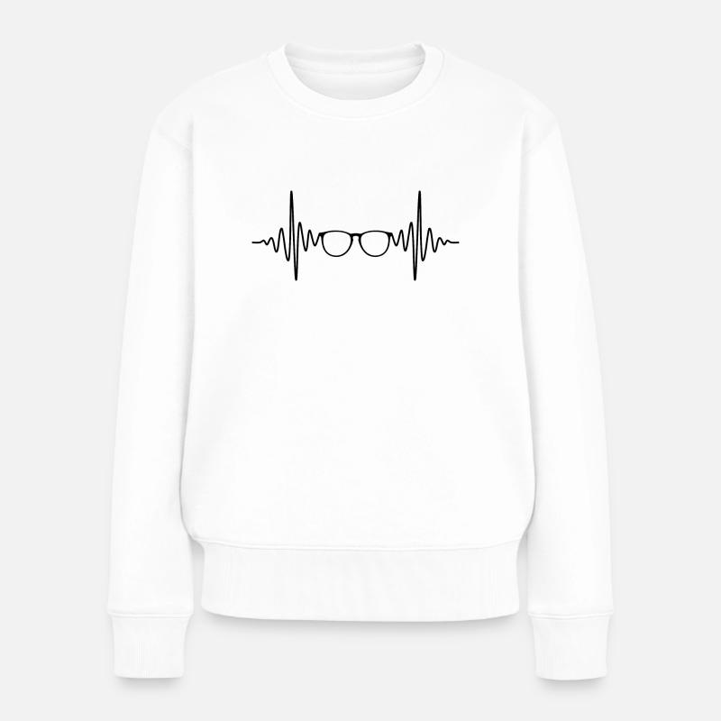 Herzschlag Optiker - Frauen Premium Bio Pullover - Weiß