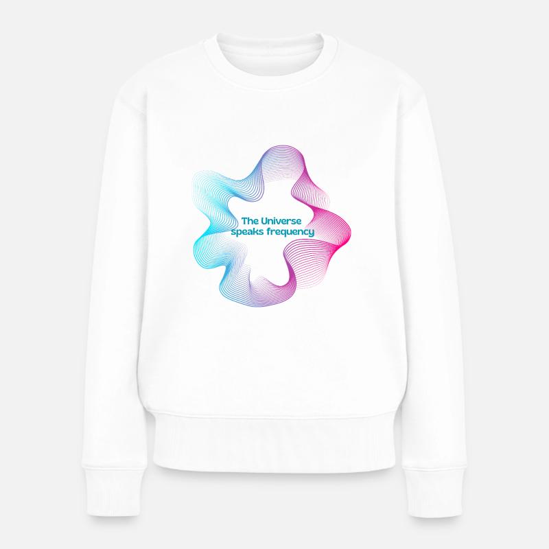 The universe speaks frequency - Frauen Premium Bio Pullover - Weiß