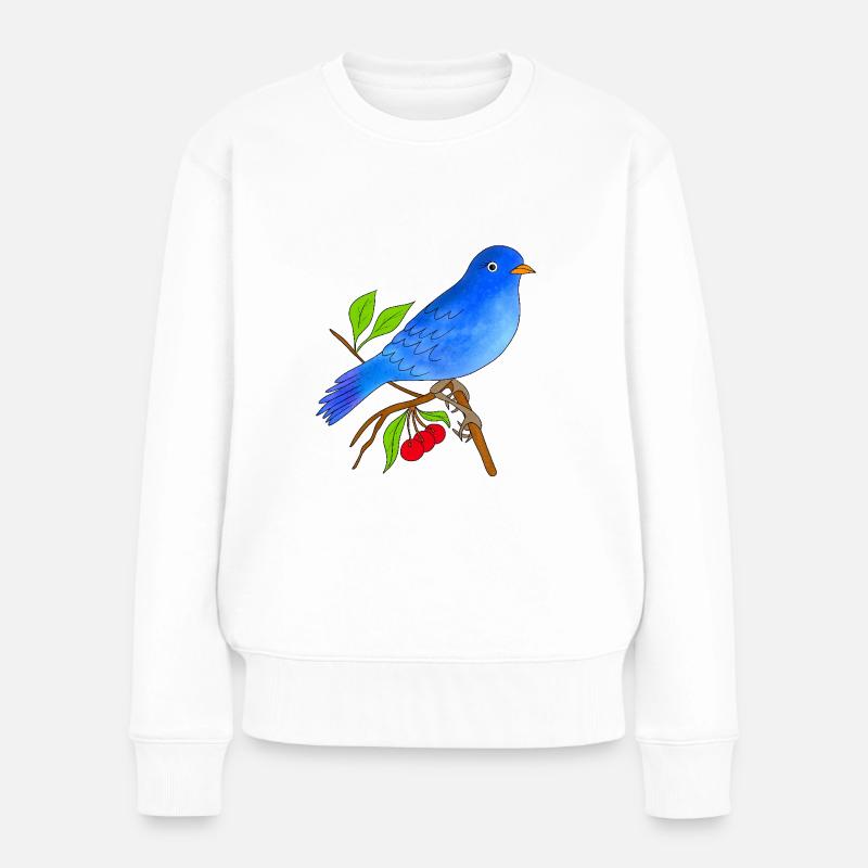 Blauer Vogel - Frauen Premium Bio Pullover - Weiß