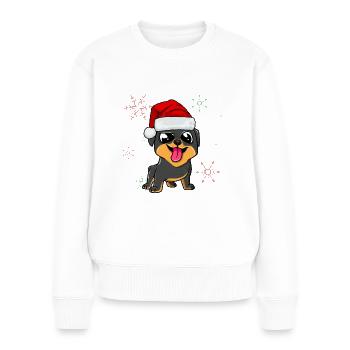 Weihnachtshund - Frauen Premium Bio Pullover - Weiß - Vorne - Julia (174cm)