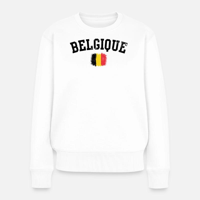 Pinselstrich der belgischen Flagge - Frauen Premium Bio Pullover - Weiß