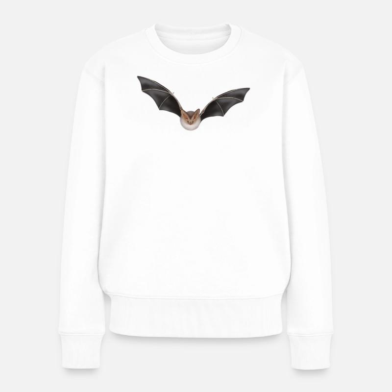 Nachtfledermaus Flügel Design - Frauen Premium Bio Pullover - Weiß