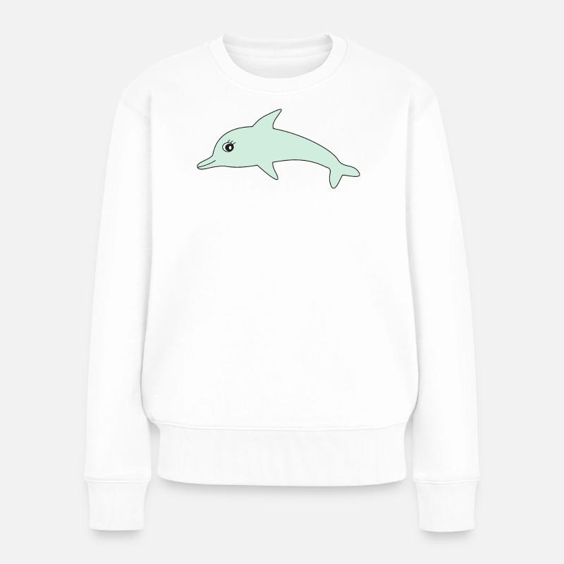 Delfin Delphine - Frauen Premium Bio Pullover - Weiß