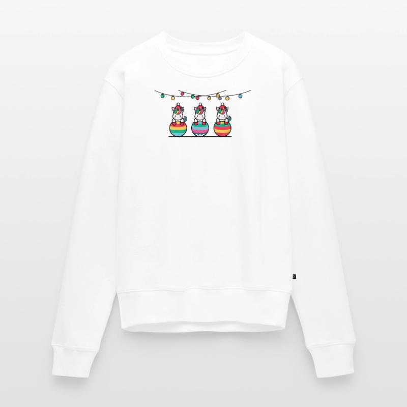 3 Einhörner Weihnachtskugeln Freunde Frauen Premium Bio Pullover
