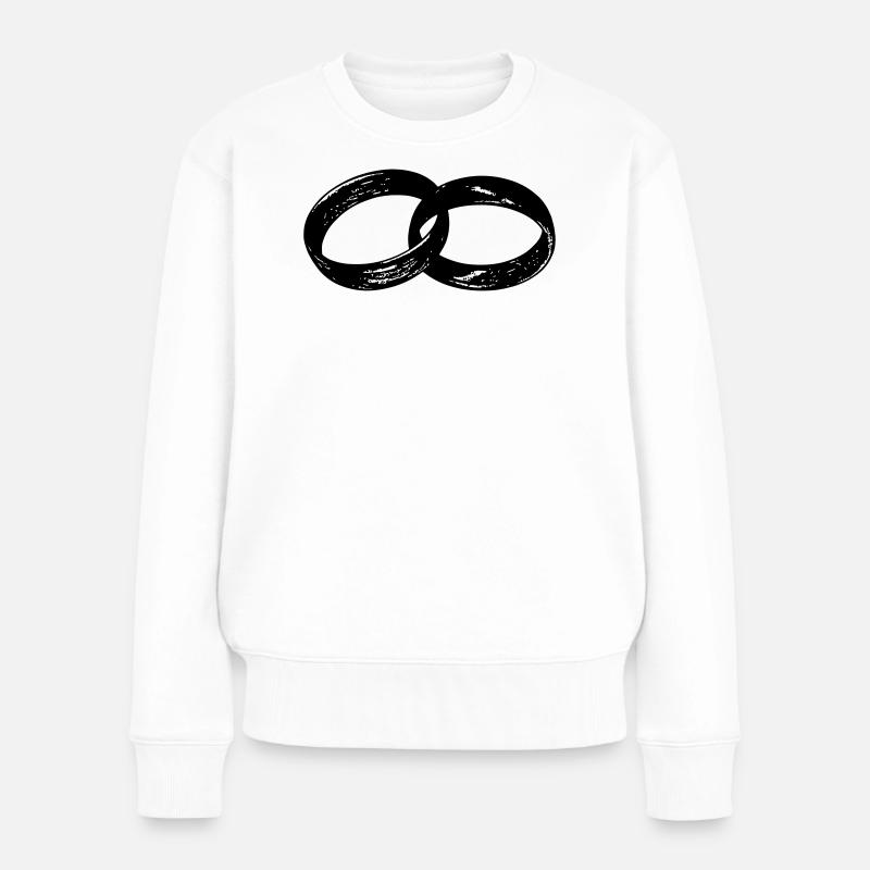 Hochzeitsringe - Frauen Premium Bio Pullover - Weiß