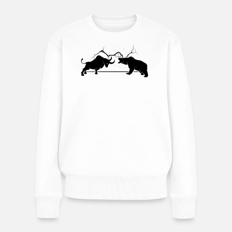 Bull vs Bear - Women's Premium Organic Jumper - white